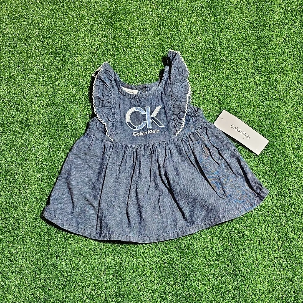 Calvin Klein Blue Baby Dress with Ruffles